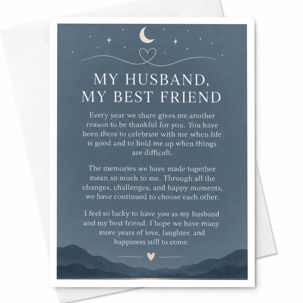 My Husband, My Best Friend Anniversary Card Romantic Greeting Card For Husband Love Card Sentimental Wedding Anniversary C9207