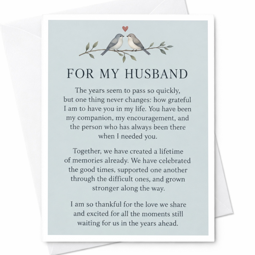 For My Husband Anniversary Card Romantic Greeting Card For Husband Love Birds Cute Sentimental Card For Him Special Occasion C9217