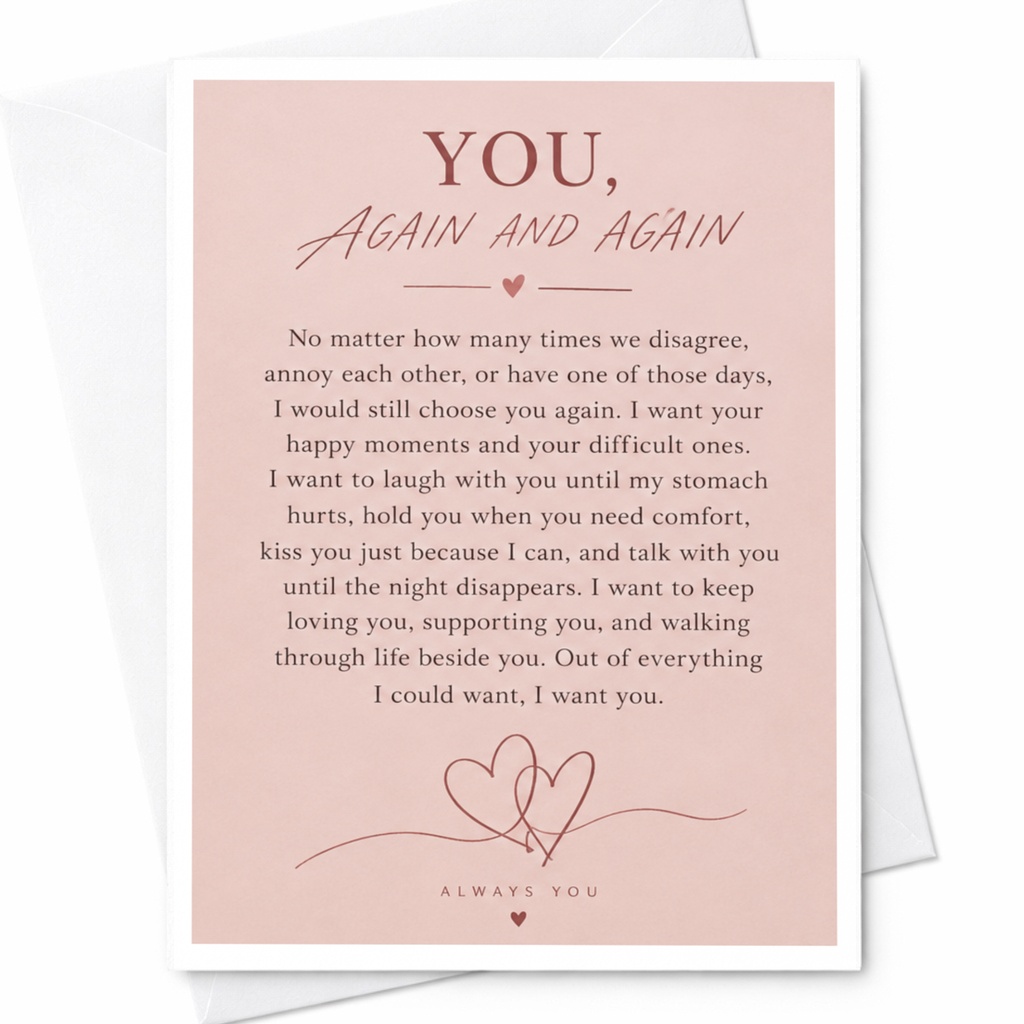 You, Again And Again Romantic Anniversary Card Always You Love Card For Husband Wife Partner Sentimental Greeting Card C9219