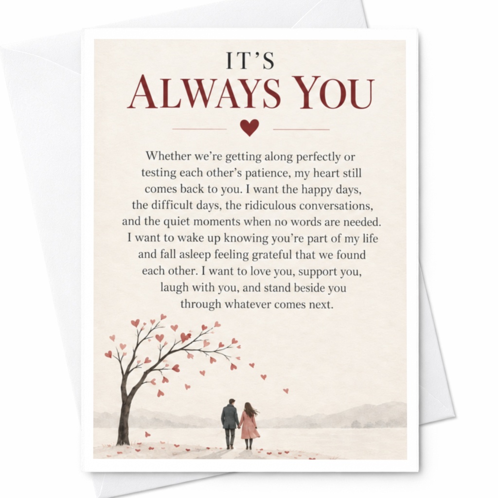 It's Always You Romantic Card Anniversary Love Greeting Card For Couple Sweet Sentimental Card Wedding Engagement Card C9220