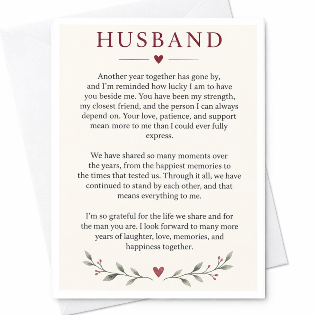 Husband Romantic Anniversary Card For Husband Heartfelt Message Love Card For Him Wedding Anniversary Card Sentimental C9212
