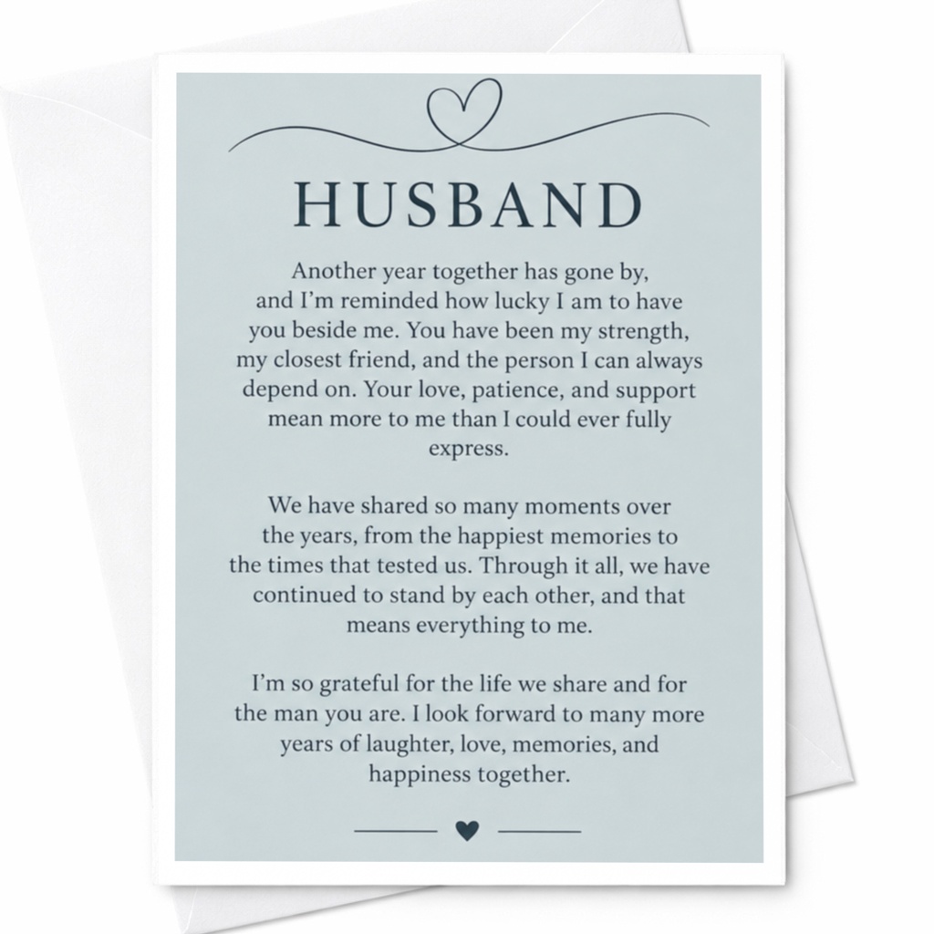 Husband Anniversary Card Romantic Greeting Card For Husband Heartfelt Love Message Sentimental Card For Him Special Occasion C9213