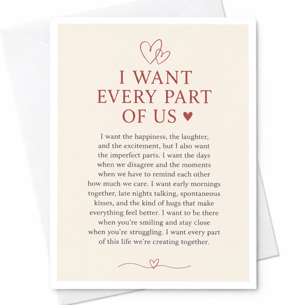 I Want Every Part Of Us Romantic Anniversary Card For Couple Love Card Sentimental Greeting Card Heart C9222