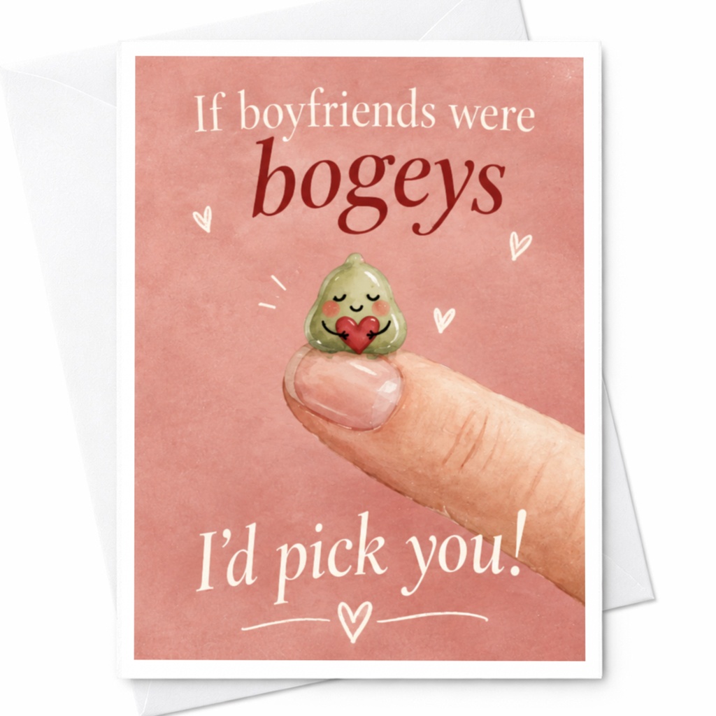 If Boyfriends Were Bogeys I'd Pick You Funny Love Card Cute Romantic Greeting Card For Boyfriend Anniversary Card C9231