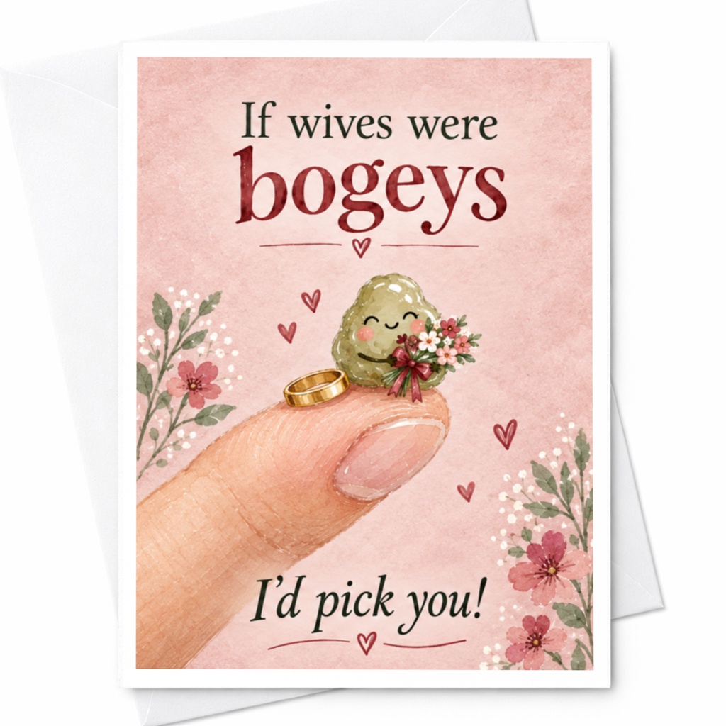 If Wives Were Bogeys I'd Pick You Funny Wedding Card Cute Anniversary Card For Wife Love Greeting Card C9234