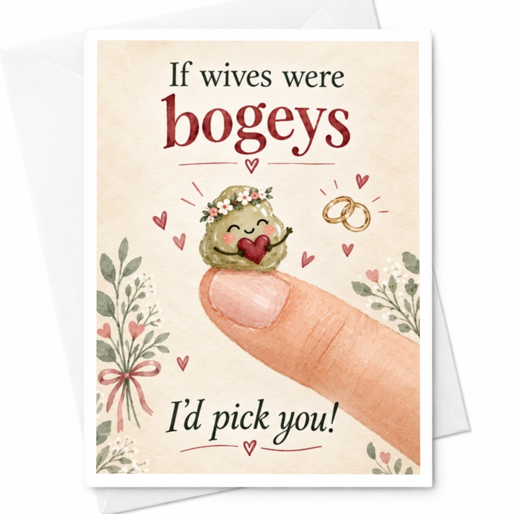 If Wives Were Bogeys I'd Pick You Funny Wedding Card Cute Anniversary Card For Wife Love Card With Floral C9235