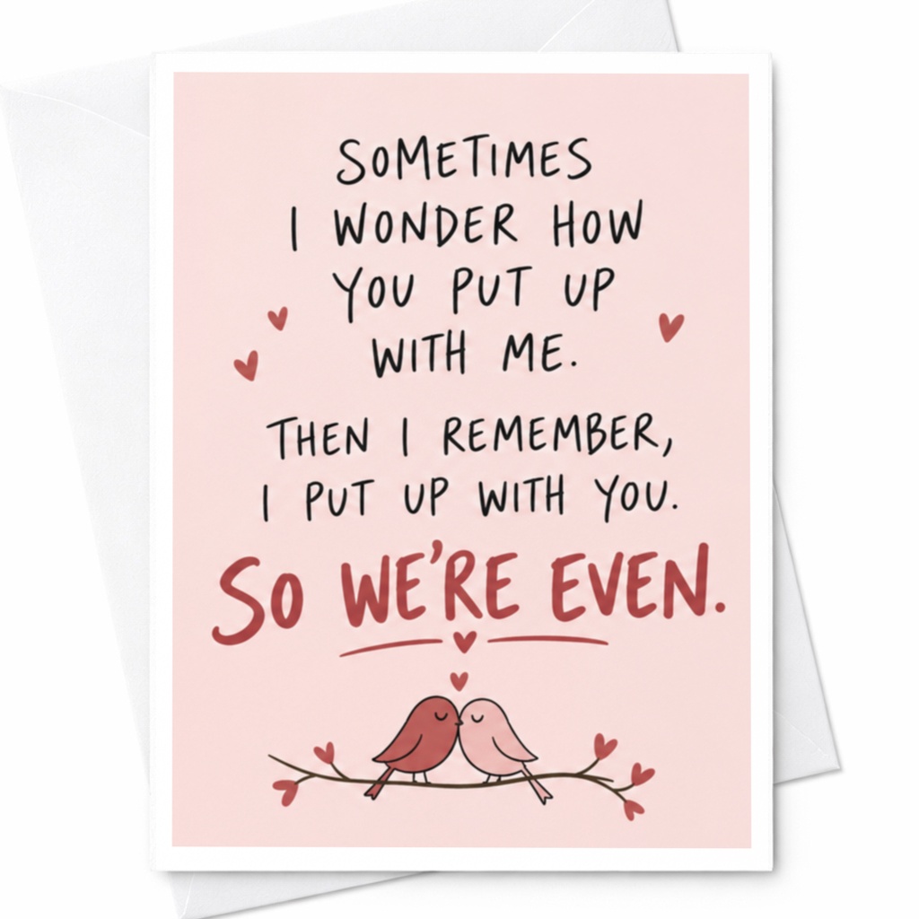 Sometimes I Wonder How You Put Up With Me Anniversary Card Funny Love Card For Couple Cute Romantic Birds C9245