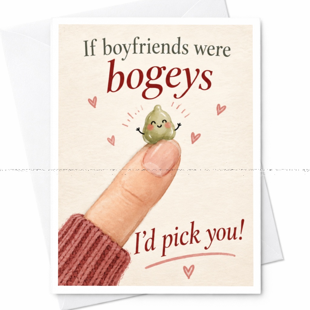 If Boyfriends Were Bogeys I'd Pick You Funny Love Card Cute Romantic Greeting Card For Boyfriend Anniversary Card C9230