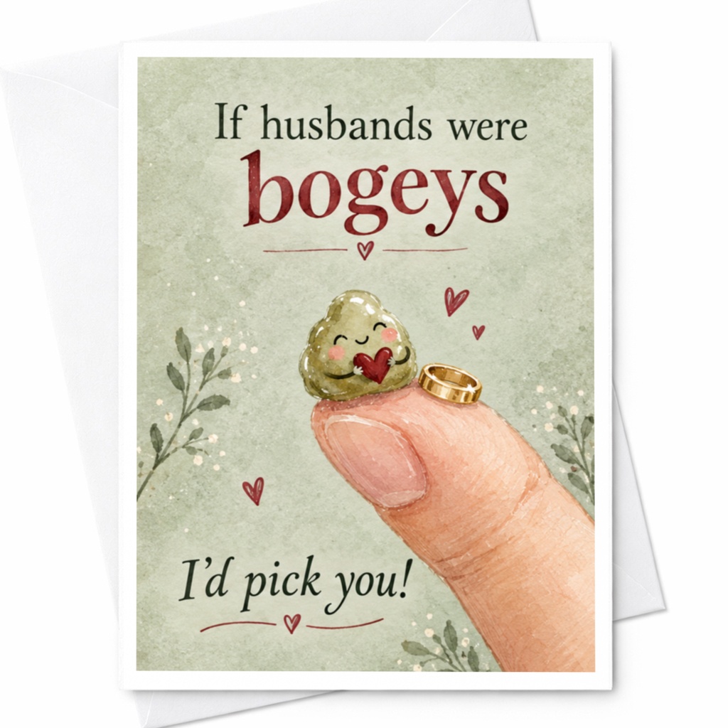 If Husbands Were Bogeys I'd Pick You Funny Anniversary Card For Husband Cute Romantic Greeting Card Love C9232