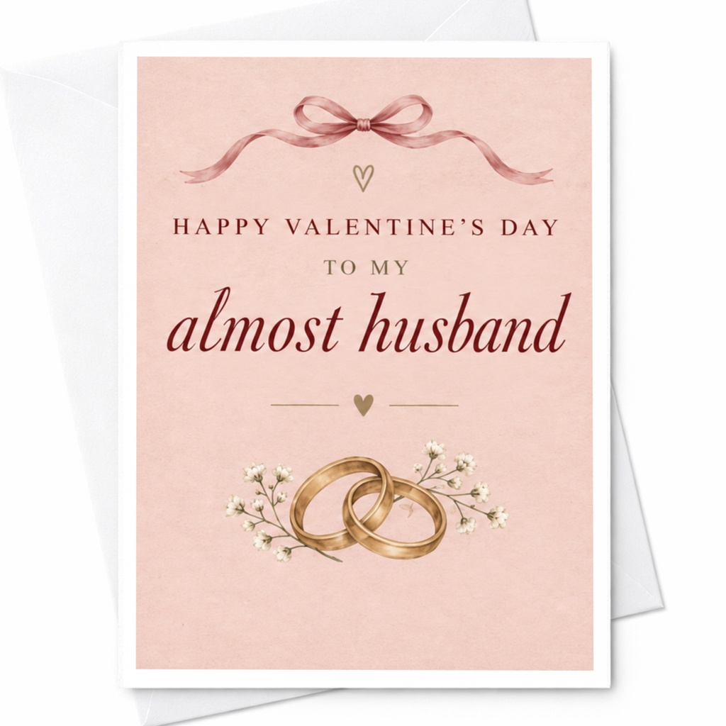 Happy Valentine's Day To My Almost Husband Romantic Valentine's Day Card For Fiance Engagement Love Card Cute Floral C9251