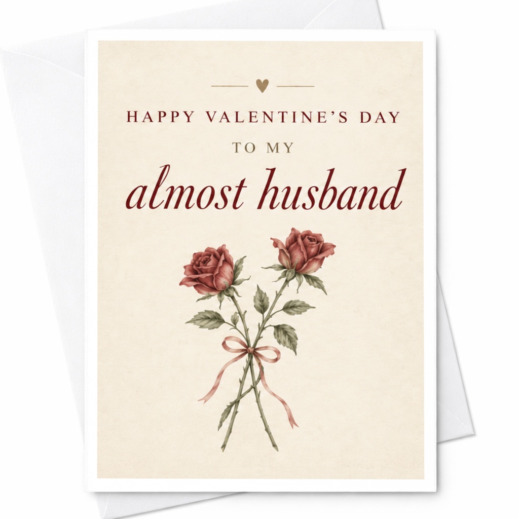 Happy Valentine's Day To My Almost Husband Romantic Valentine's Day Card For Fiance Almost Husband Floral Roses Cute Love Card C9250