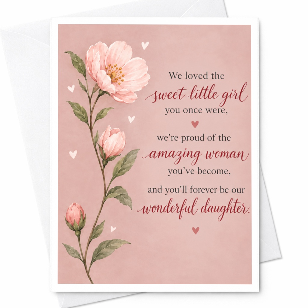 We Loved The Sweet Little Girl Heartfelt Daughter Card Floral Proud Amazing Woman Greeting Card For Daughter C9275