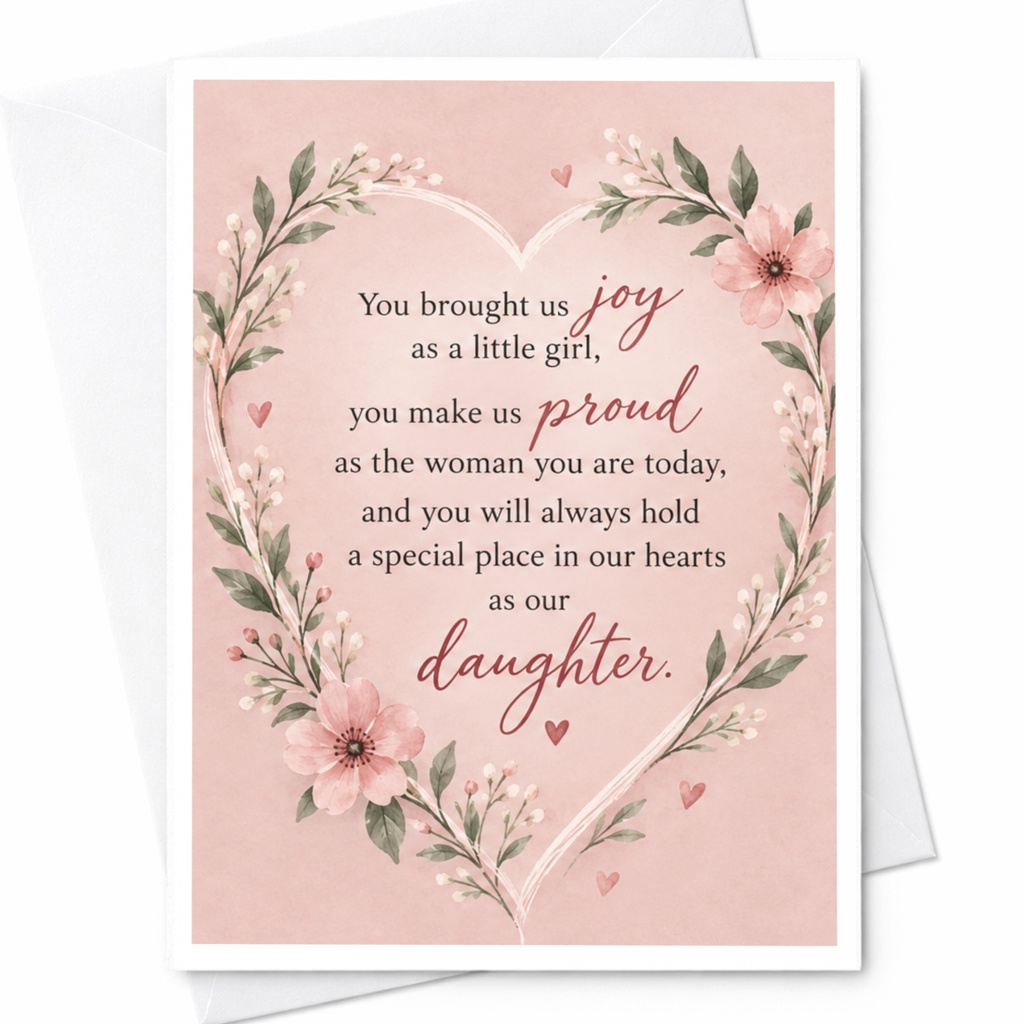 You Brought Us Joy Proud Daughter Card Floral Heart Sentimental Greeting Card For Daughter From Parents C9277