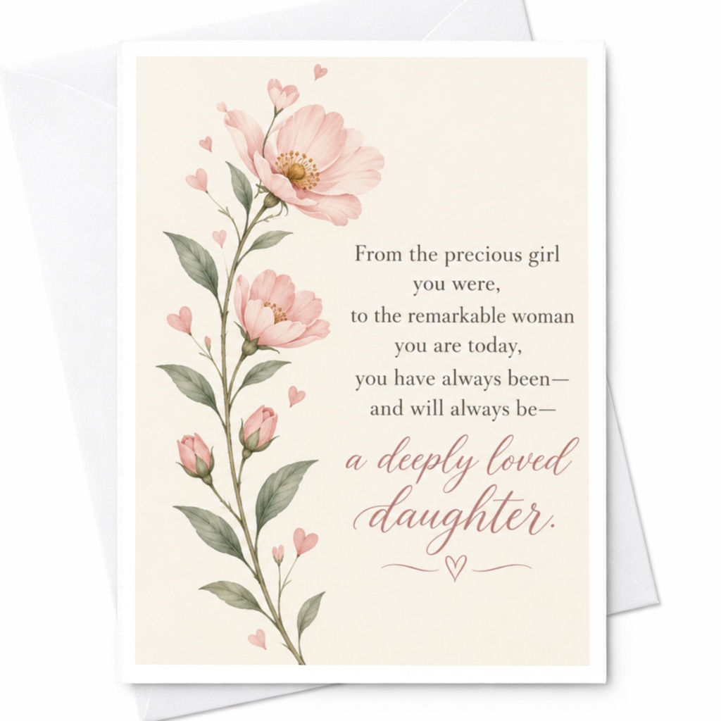 From The Precious Girl You Were To The Remarkable Woman Mother's Day Card Birthday Card For Daughter Floral Heartfelt Message C9268