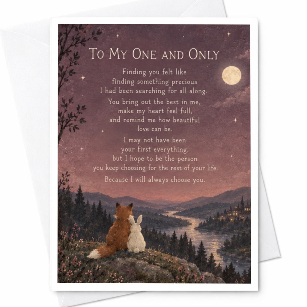 To My One And Only Romantic Card Cute Fox Rabbit Illustration Anniversary Love Card For Partner Sweet Sentimental C9279