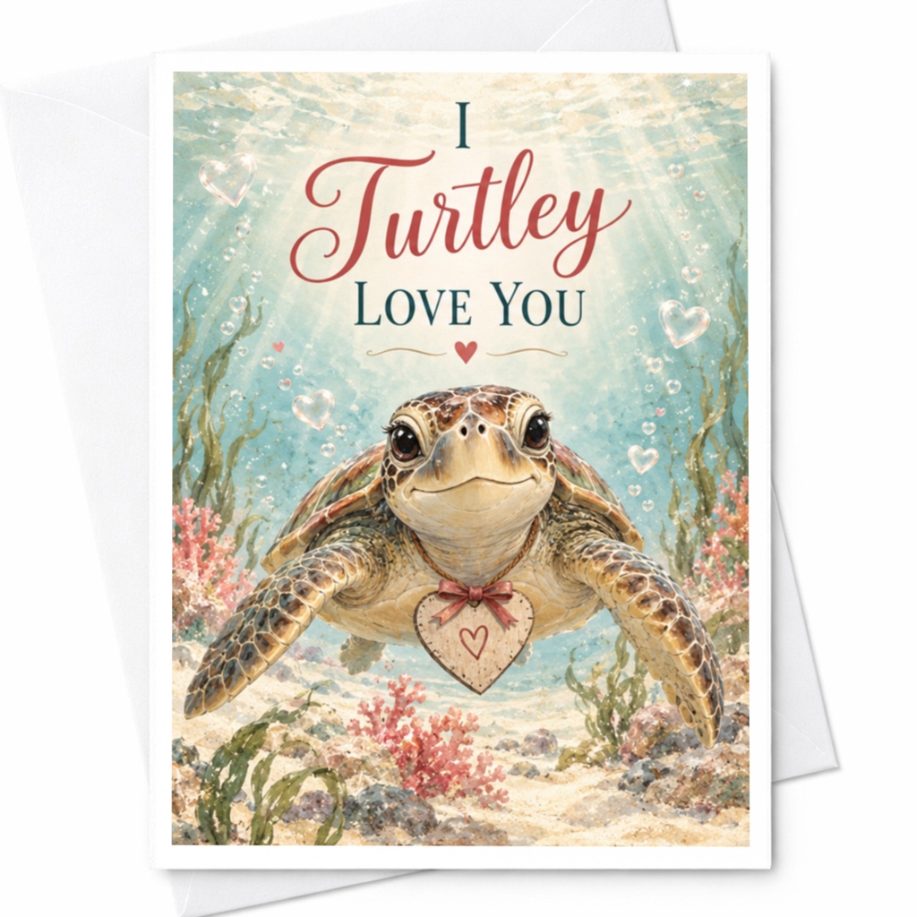 I Turtley Love You Cute Turtle Love Card Romantic Greeting Card For Her Ocean Animal Lover Anniversary Card C9280
