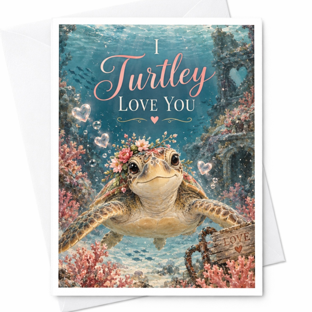 I Turtley Love You Cute Turtle Love Card Romantic Greeting Card For Her Ocean Animal Lover Sweet Anniversary Card C9281
