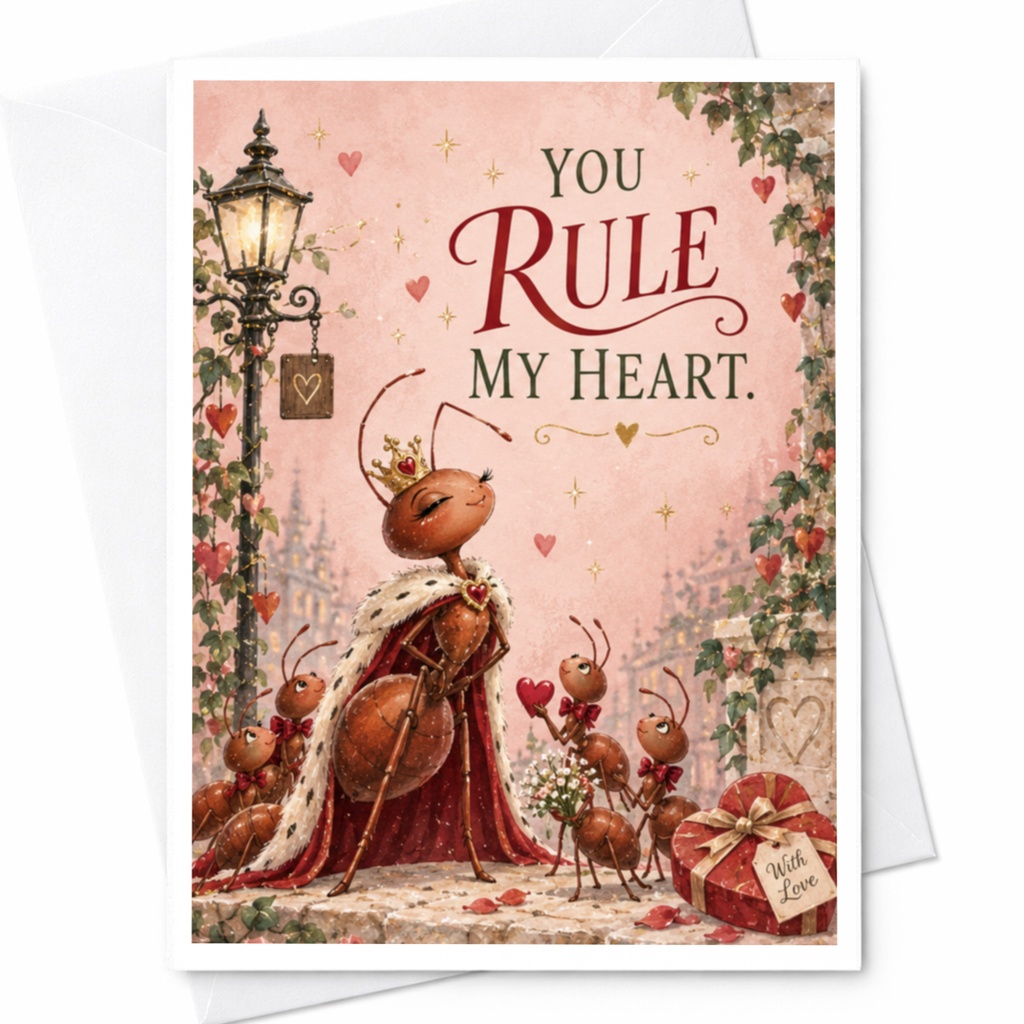 You Rule My Heart Love Card Cute Romantic Greeting Card For Her Anniversary Card Sweetheart Valentine’s Day Card C9283