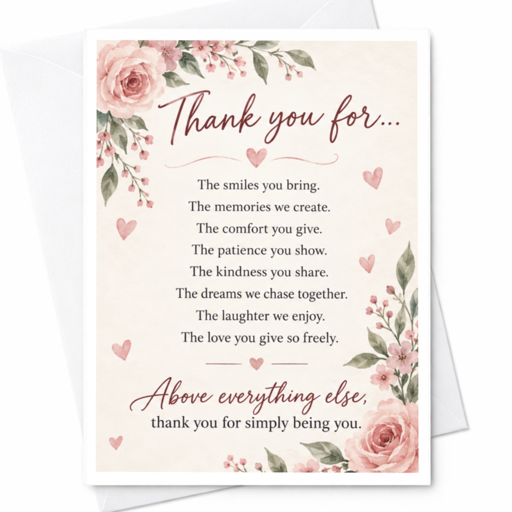 Thank You For The Smiles You Bring Floral Thank You Card Appreciation Greeting Card For Friend Family Romantic C9300