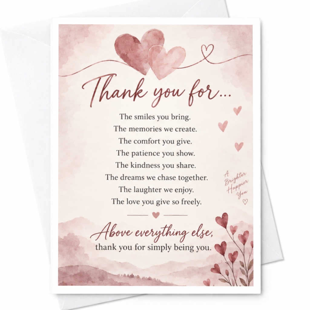Thank You For The Smiles You Bring Heartfelt Thank You Card Appreciation Card For Friend Family Romantic Floral C9301