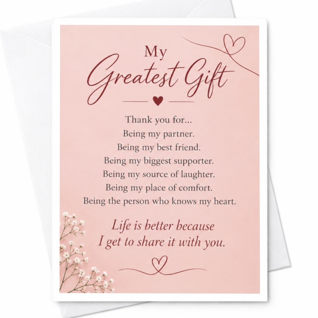 My Greatest Gift Romantic Anniversary Card For Partner Heartfelt Message Love Card For Husband Wife Sweet Sentimental C9291