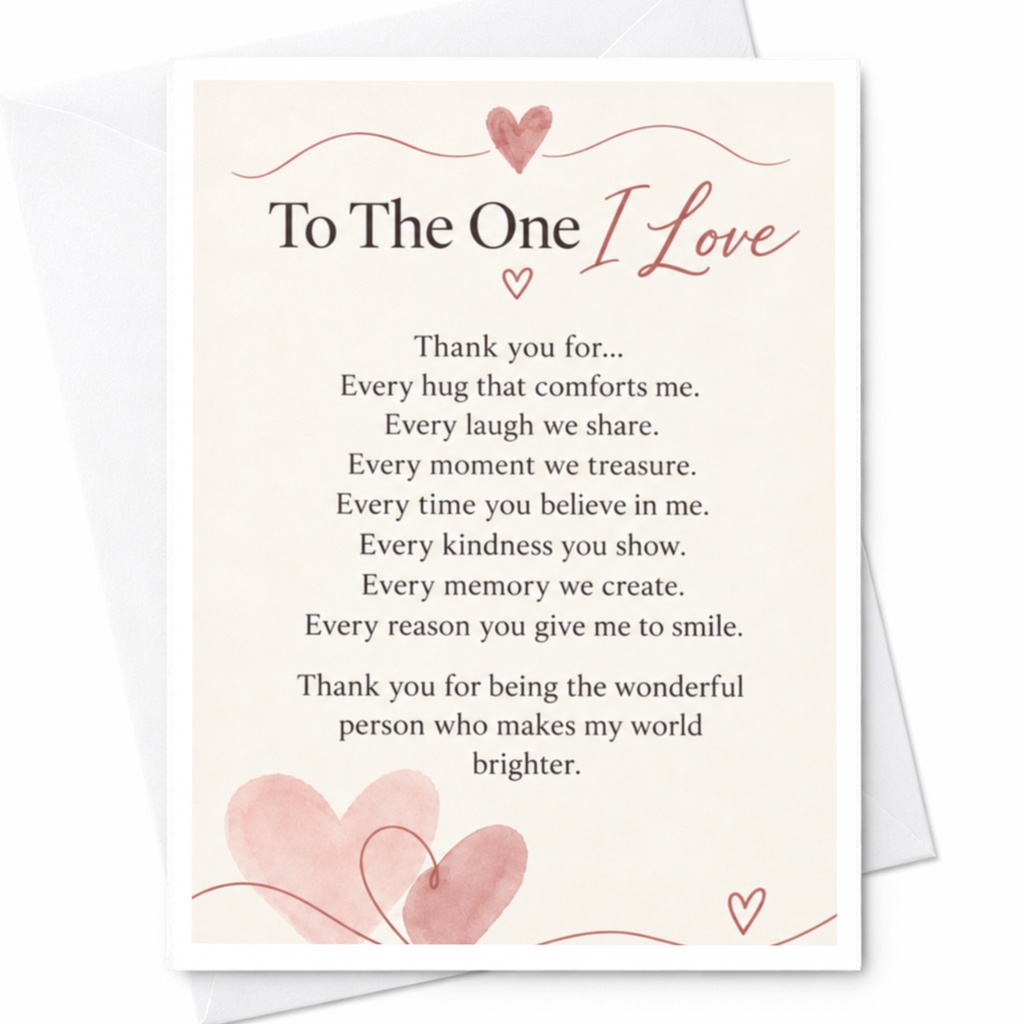 To The One I Love Anniversary Card Romantic Greeting Card For Partner Heart Illustration Sentimental Love Card For Spouse C9294