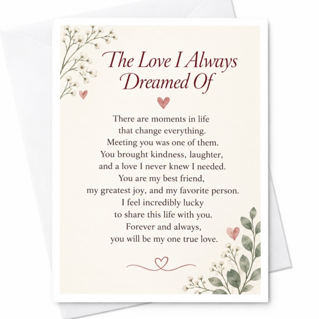 The Love I Always Dreamed Of Wedding Card Romantic Anniversary Card For Couple Floral Heart Sentimental Greeting Card C9308