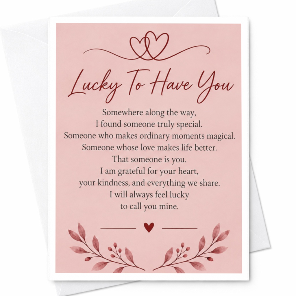Lucky To Have You Anniversary Card Romantic Greeting Card For Wife Husband Love Card Heart Floral C9315