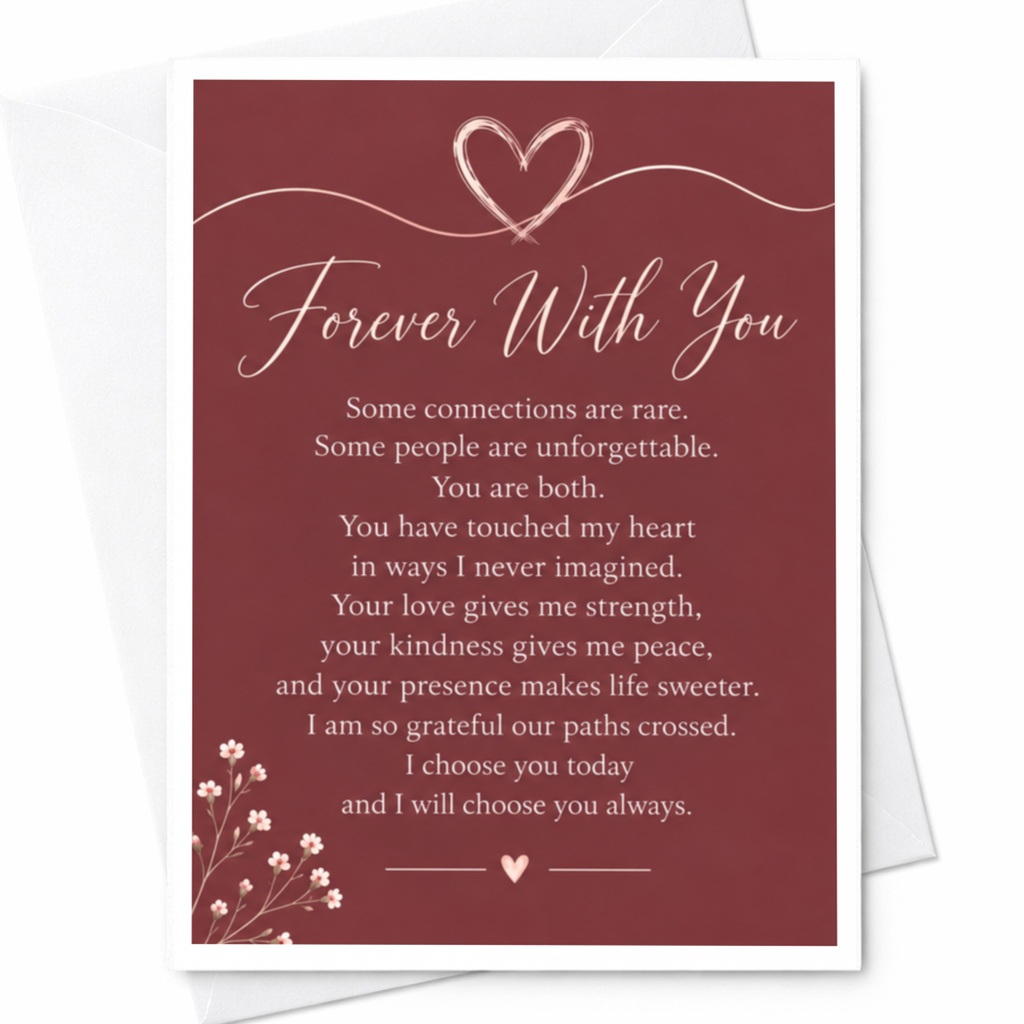 Forever With You Wedding Card Romantic Love Card For Couple Anniversary Card Heart Floral Sentimental Greeting C9321