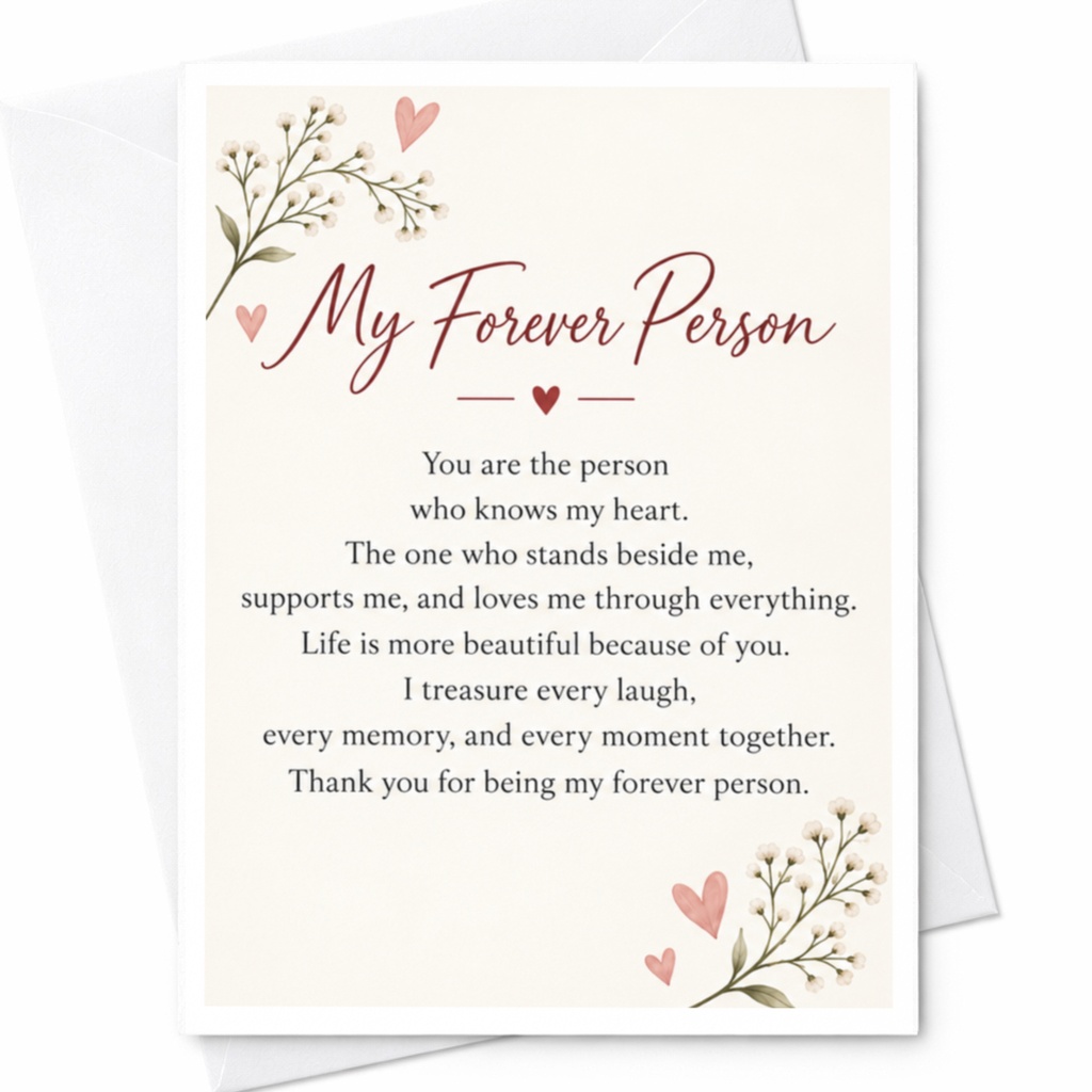 My Forever Person Anniversary Card Romantic Floral For Husband Wife Partner Love Card Sentimental Greeting Card C9322