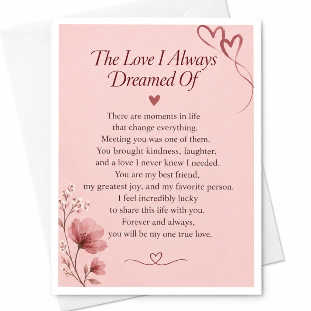 The Love I Always Dreamed Of Wedding Card Romantic Anniversary Card For Wife Husband Floral Heart Love Card C9309