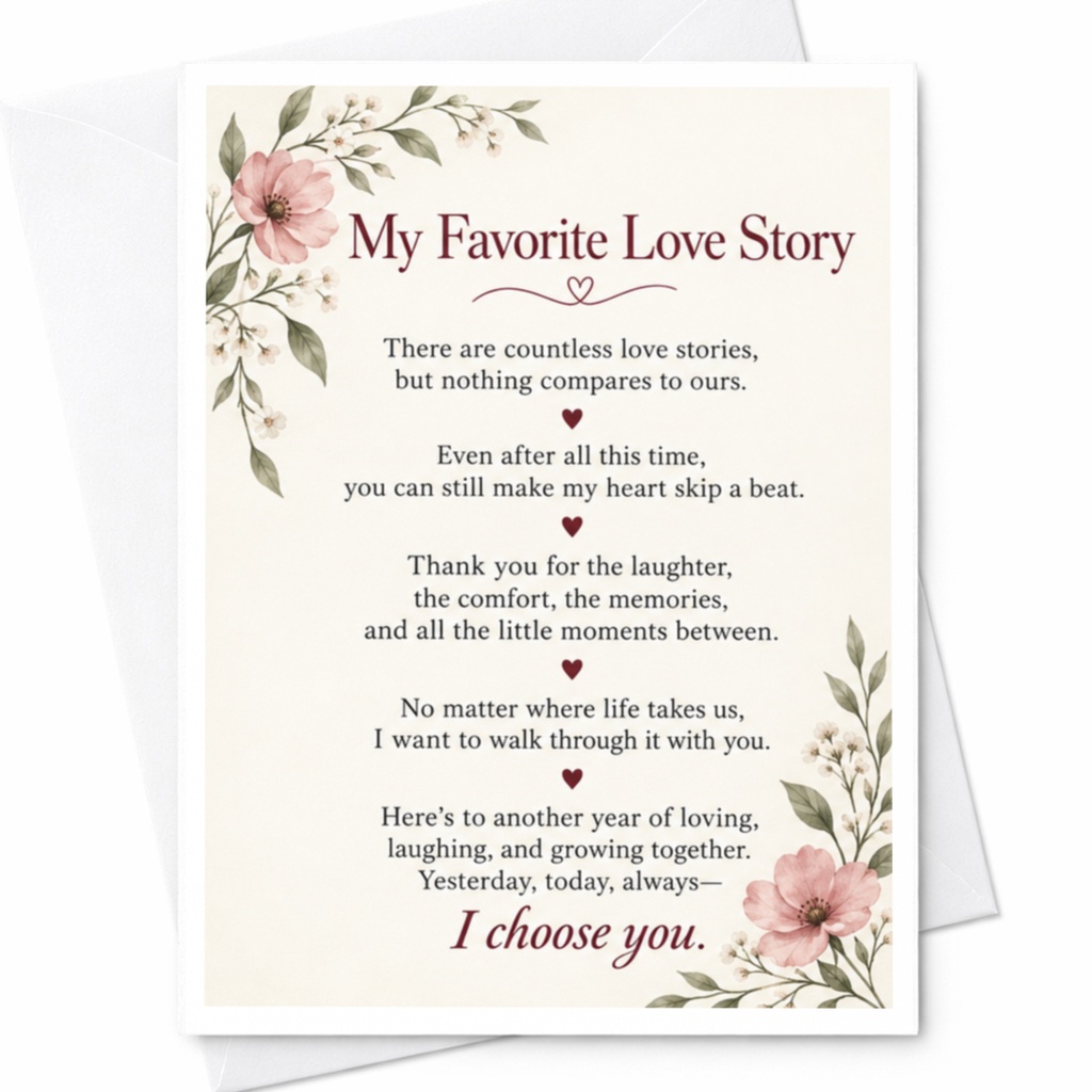 My Favorite Love Story Anniversary Card Romantic Floral I Choose You Sentimental Greeting Card For Wife Husband C9326