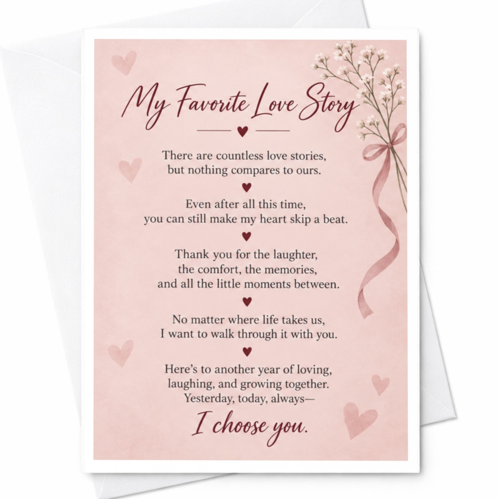 My Favorite Love Story Anniversary Card Romantic Floral I Choose You Sentimental Greeting Card For Wife Husband C9327