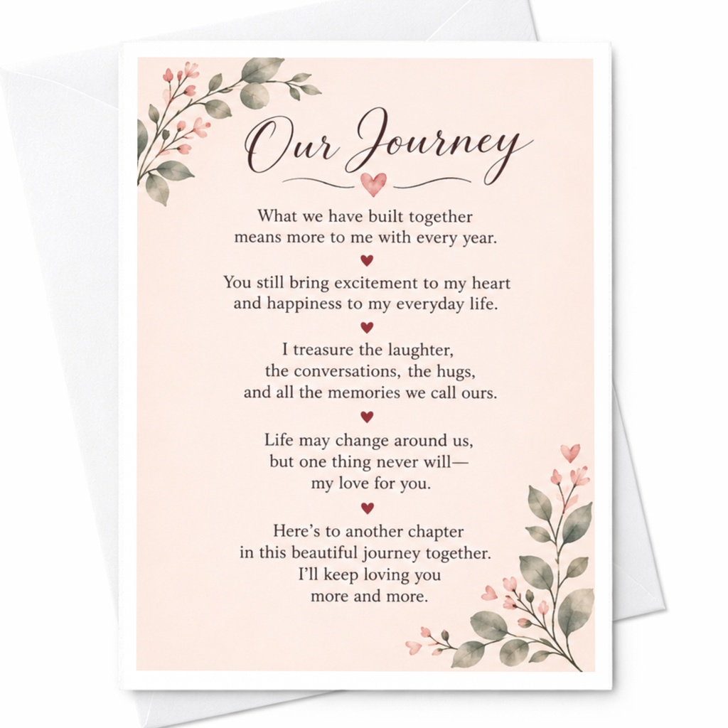 Our Journey Anniversary Card Romantic Floral For Couple Sentimental Love Card Wedding Anniversary Card C9334