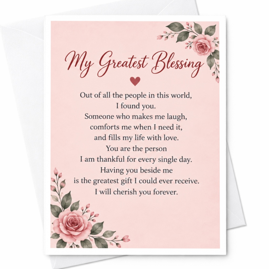 My Greatest Blessing Anniversary Card Romantic Floral For Wife Husband Sentimental Love Card Wedding Anniversary C9319