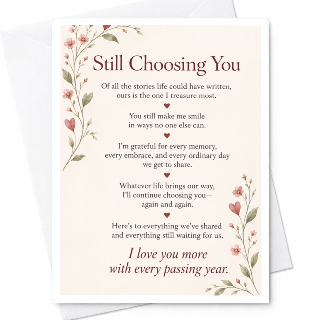 Still Choosing You Anniversary Card Romantic Floral I Love You Sentimental Greeting Card For Husband Wife Couple C9324