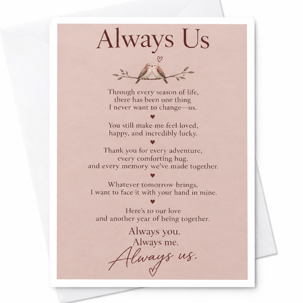 Always Us Anniversary Card Romantic Love Greeting Card For Couple Sweet Sentimental Card Wedding Anniversary Card C9329