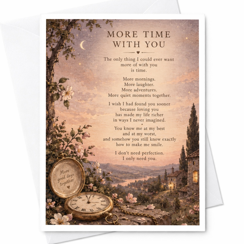More Time With You Romantic Anniversary Card Love Greeting Card For Husband Wife Partner Sentimental Couple Card C9344