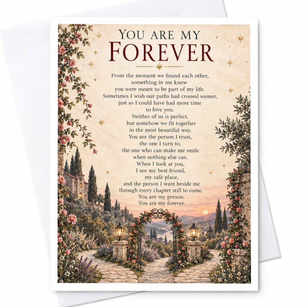 You Are My Forever Romantic Wedding Card Anniversary Card For Couple Sentimental Love Card Garden Scene C9346