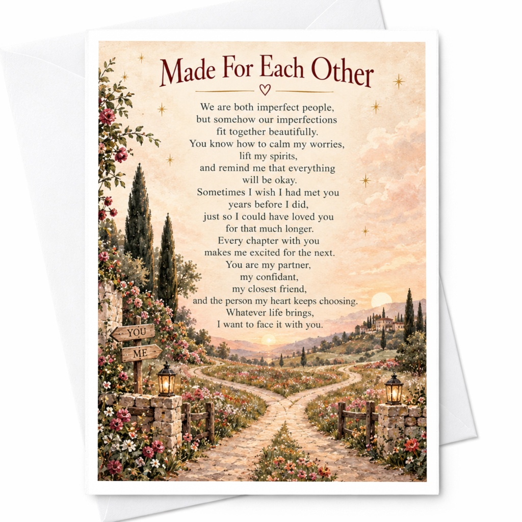Made For Each Other Romantic Wedding Card Anniversary Card For Partner Couple Love Card Sentimental Greeting Card C9352