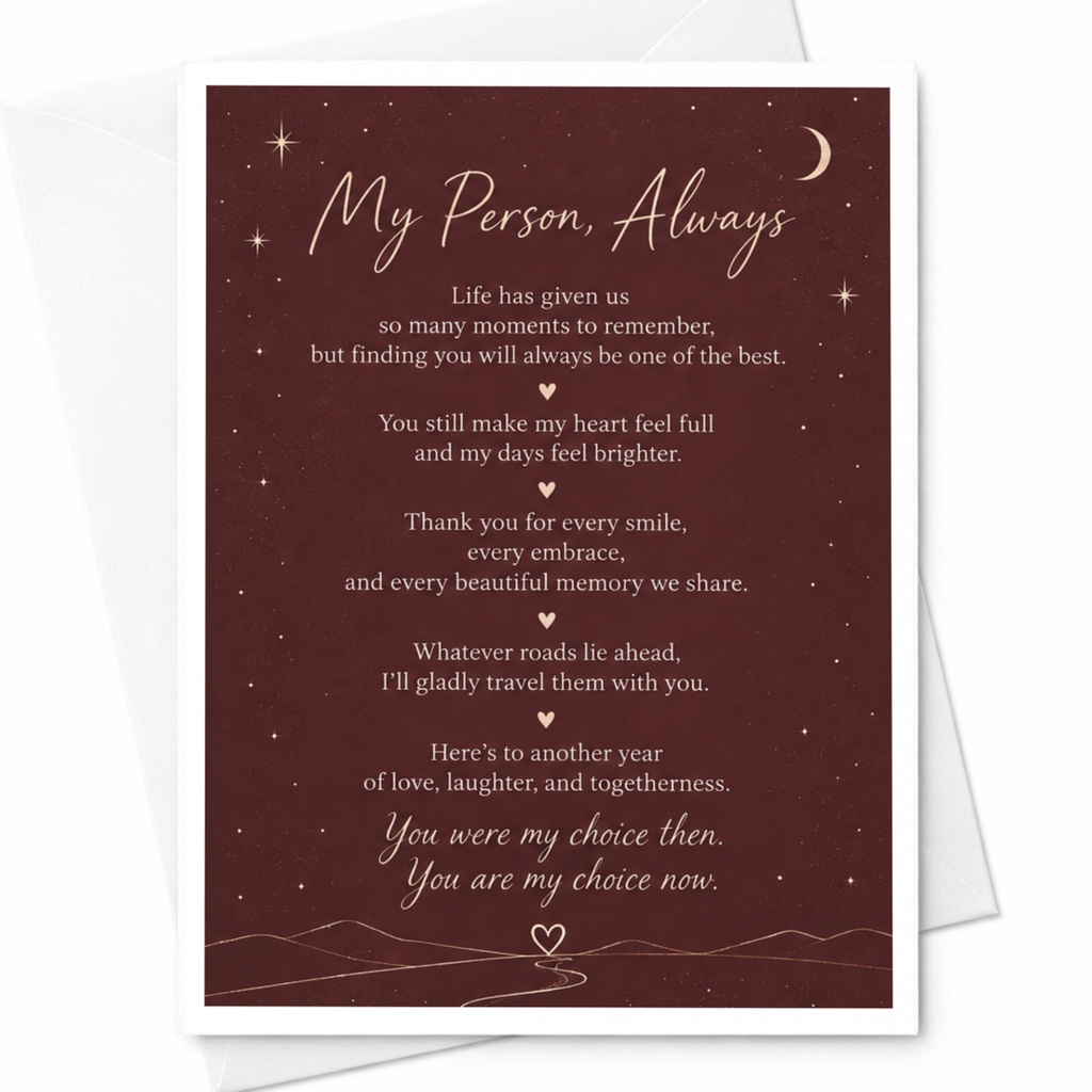 My Person, Always Anniversary Card Romantic Greeting Card For Husband Wife Couple Love Card Sentimental Starry Night C9339