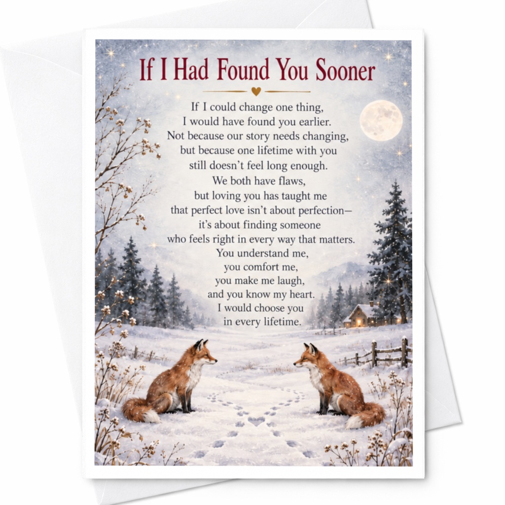 If I Had Found You Sooner Romantic Card Foxes Winter Scene Love Card Anniversary Card For Partner Sentimental Greeting Card C9355