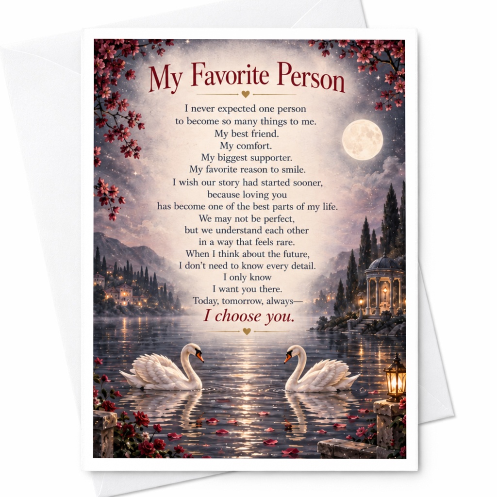 My Favorite Person I Choose You Anniversary Card Romantic Greeting Card For Partner Love Card With Swans Scenic C9356