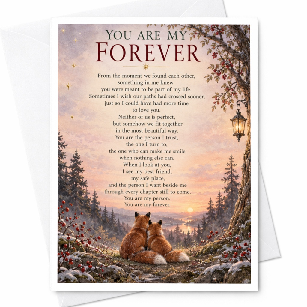 You Are My Forever Anniversary Card Romantic Foxes Love Card For Couple Cute Nature Scene Sentimental Greeting Card C9347