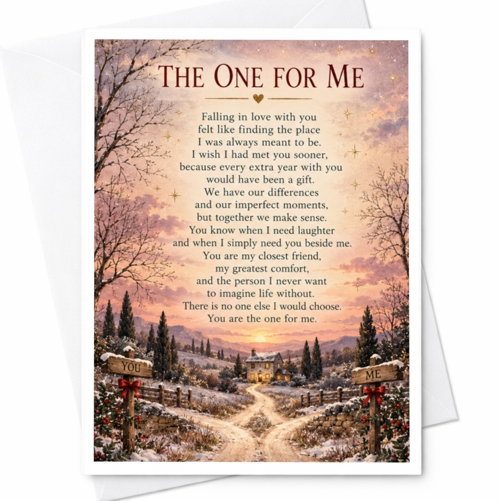 The One For Me Romantic Anniversary Card Winter Scene Love Card For Partner Sentimental Greeting Card For Husband Wife C9350