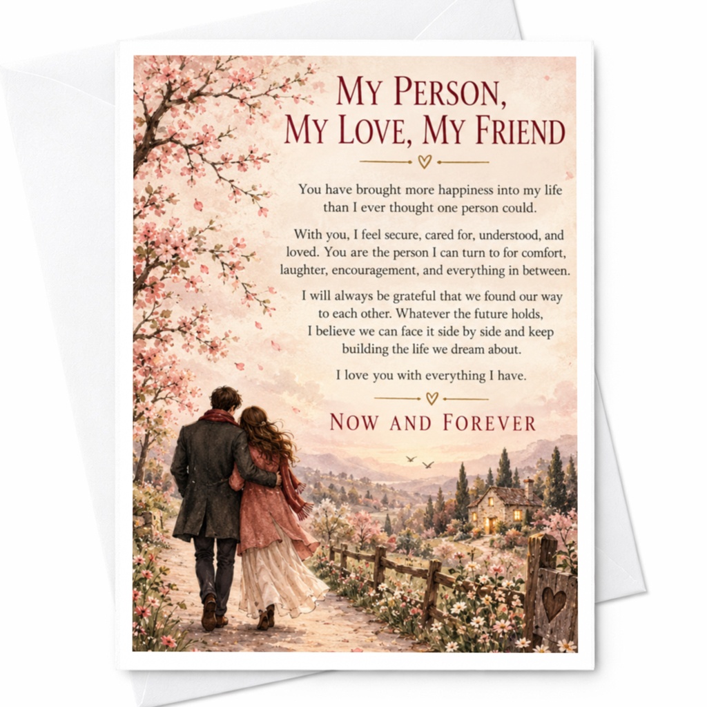 My Person, My Love, My Friend Romantic Anniversary Card For Husband Wife Partner Now And Forever Sentimental Love Card C9371