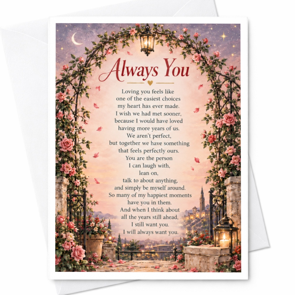 Always You Romantic Anniversary Card Floral Archway For Couple Sentimental Love Greeting Card For Husband Wife C9360