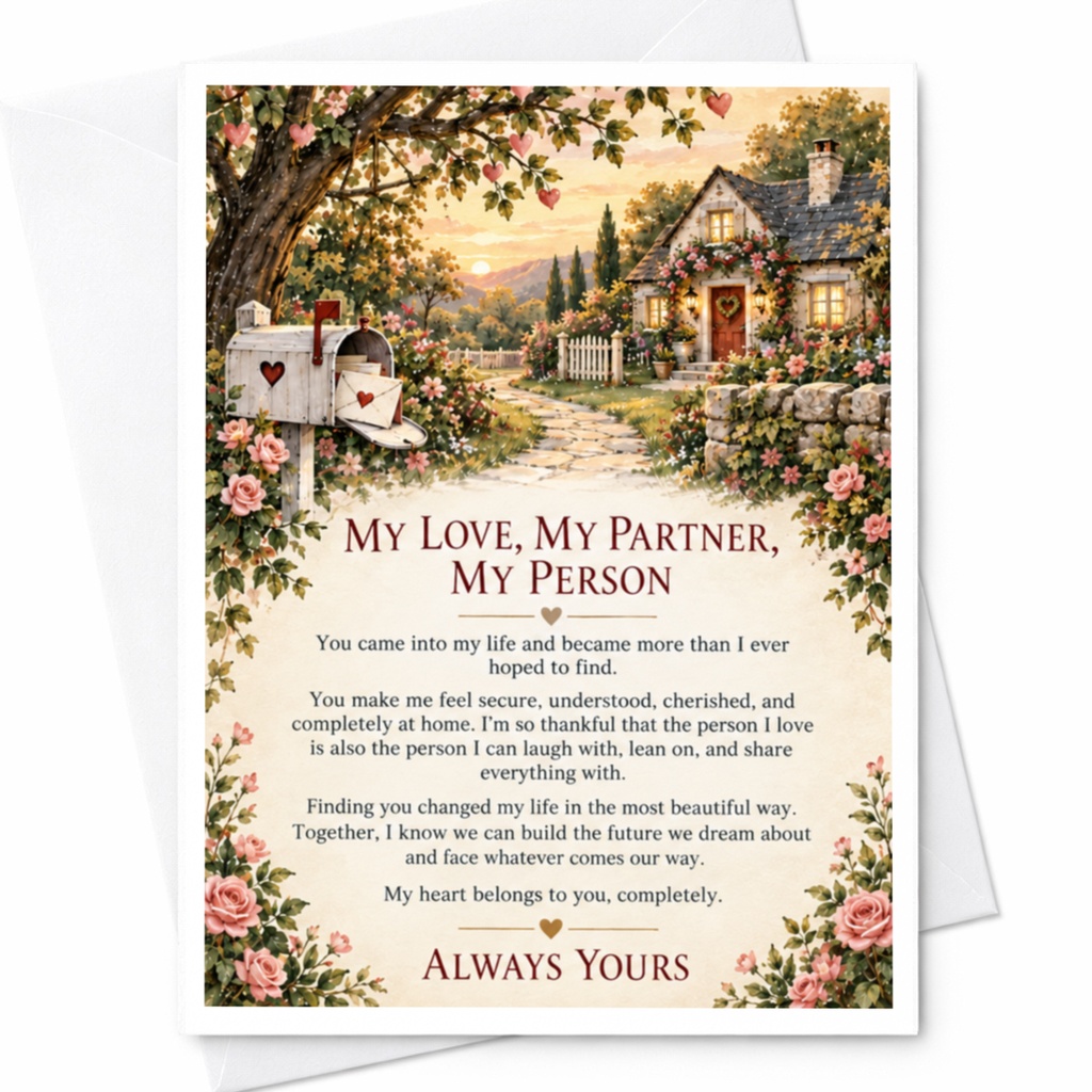 My Love, My Partner, My Person Romantic Love Card Always Yours Sentimental Greeting Card For Partner Anniversary Card C9365