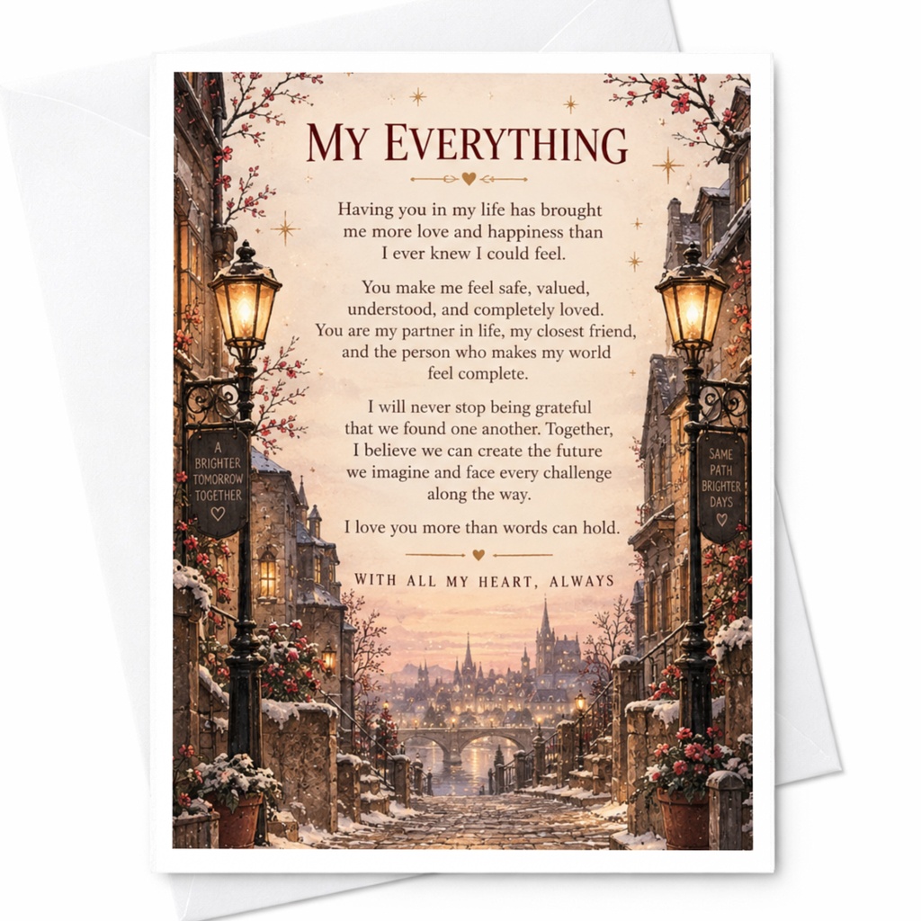 My Everything Romantic Anniversary Card For Partner Love Greeting Card With All My Heart Always Sentimental Card C9367