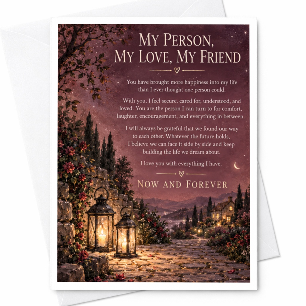 My Person, My Love, My Friend Romantic Anniversary Card For Husband Wife Partner Now And Forever Love Card C9372